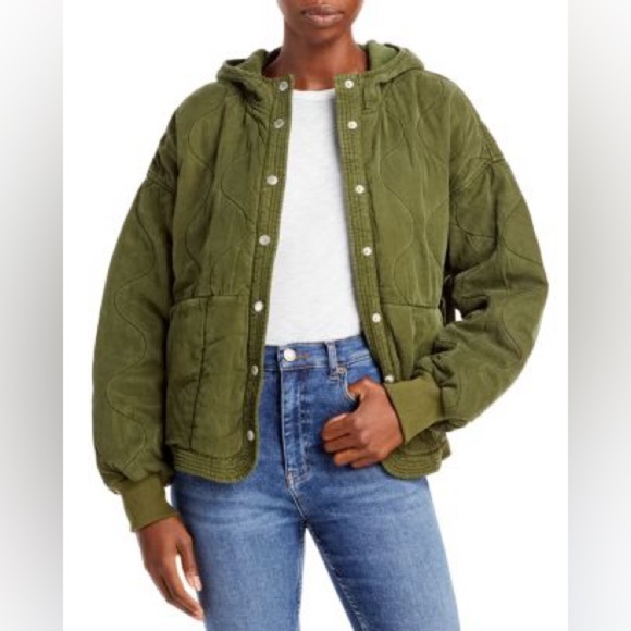 BLANK NYC Women's Quilted Hooded Jacket Sz XS Green - Picture 1 of 6
